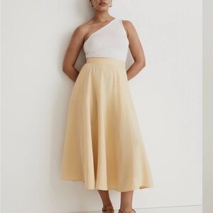 Madewell Butter Yellow Linen Midi Skirt 6